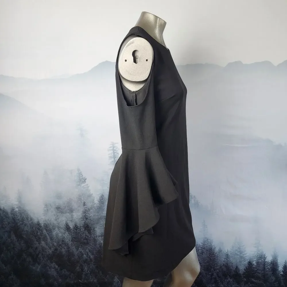 NWT Vince Camuto Artistic Muse Cold-Shoulder Bell Sleeve Black Dress | Small